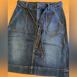 Ann Taylor Dark Denim A-Line Skirt with Belt